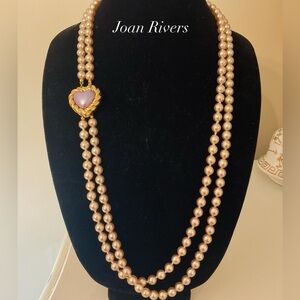 #146 Joan Rivers Two-Strand Faux Pearl Necklace with Gold & Purple Heart Clasp